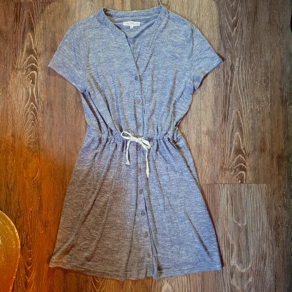 LOFT | Dresses | Loft Size Small Lou Grey Button Front Lounge Dress Super  Soft Drawstring | Poshmark